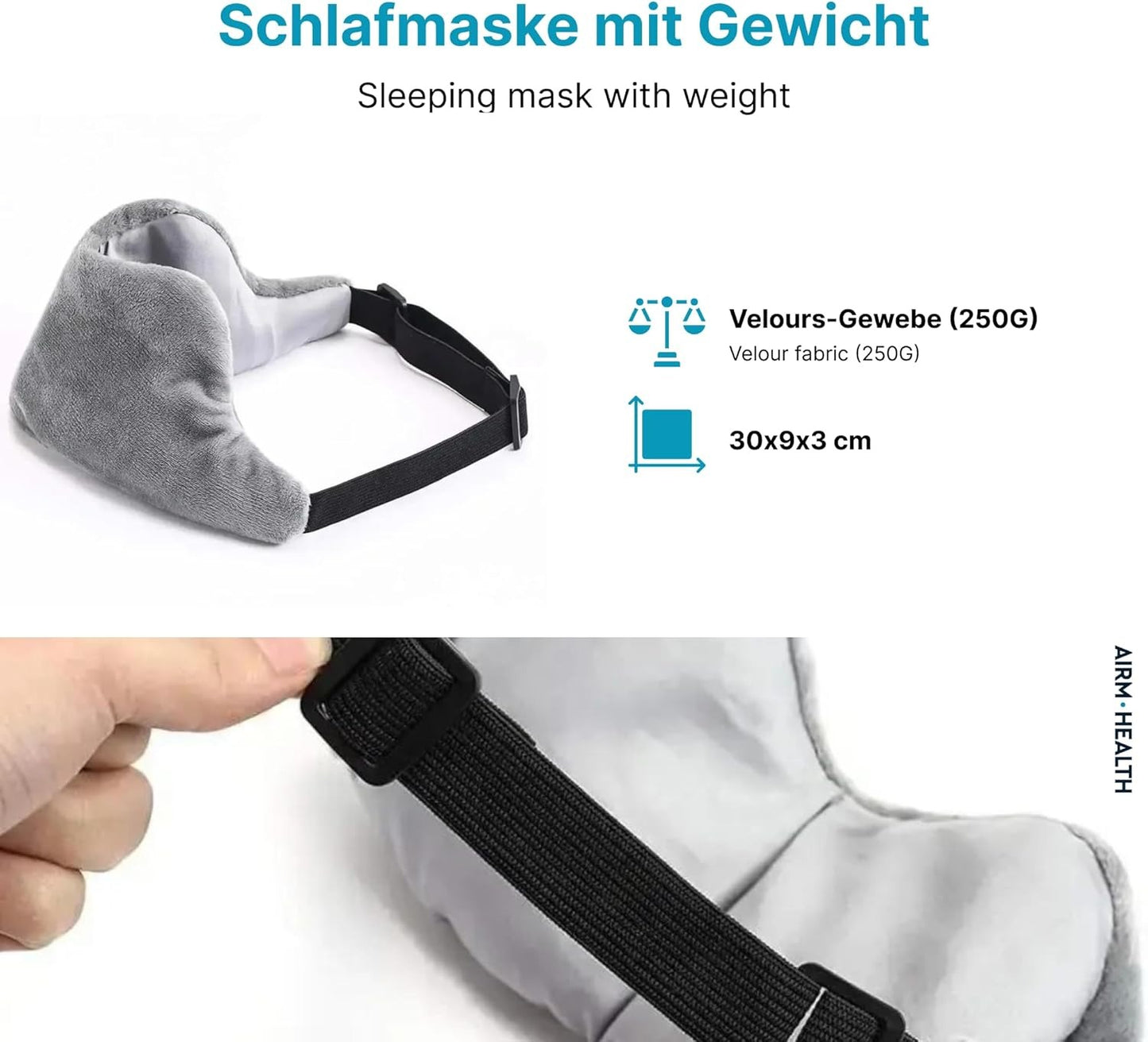 AIRM HEALTH Gewichtete Schlafmaske – Ergonomische Augenmaske für Tiefenentspannung, ideal für Reisen, Meditation & besseren Schlaf (89760001)