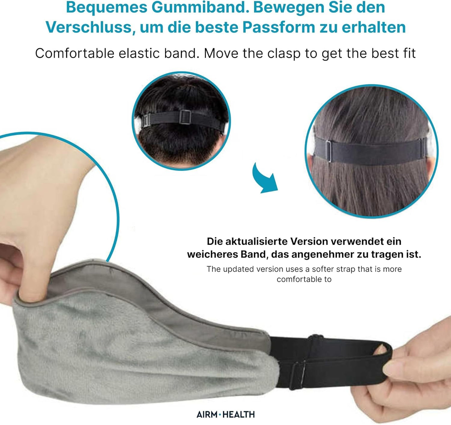 AIRM HEALTH Gewichtete Schlafmaske – Ergonomische Augenmaske für Tiefenentspannung, ideal für Reisen, Meditation & besseren Schlaf (89760001)