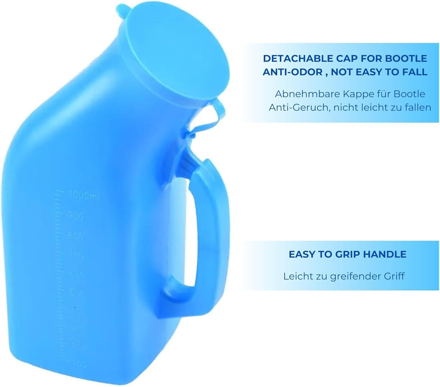 AIRM HEALTH Urinflasche für Männer – Auslaufsicher & tragbar, 1000 ml mit Deckel (8485)