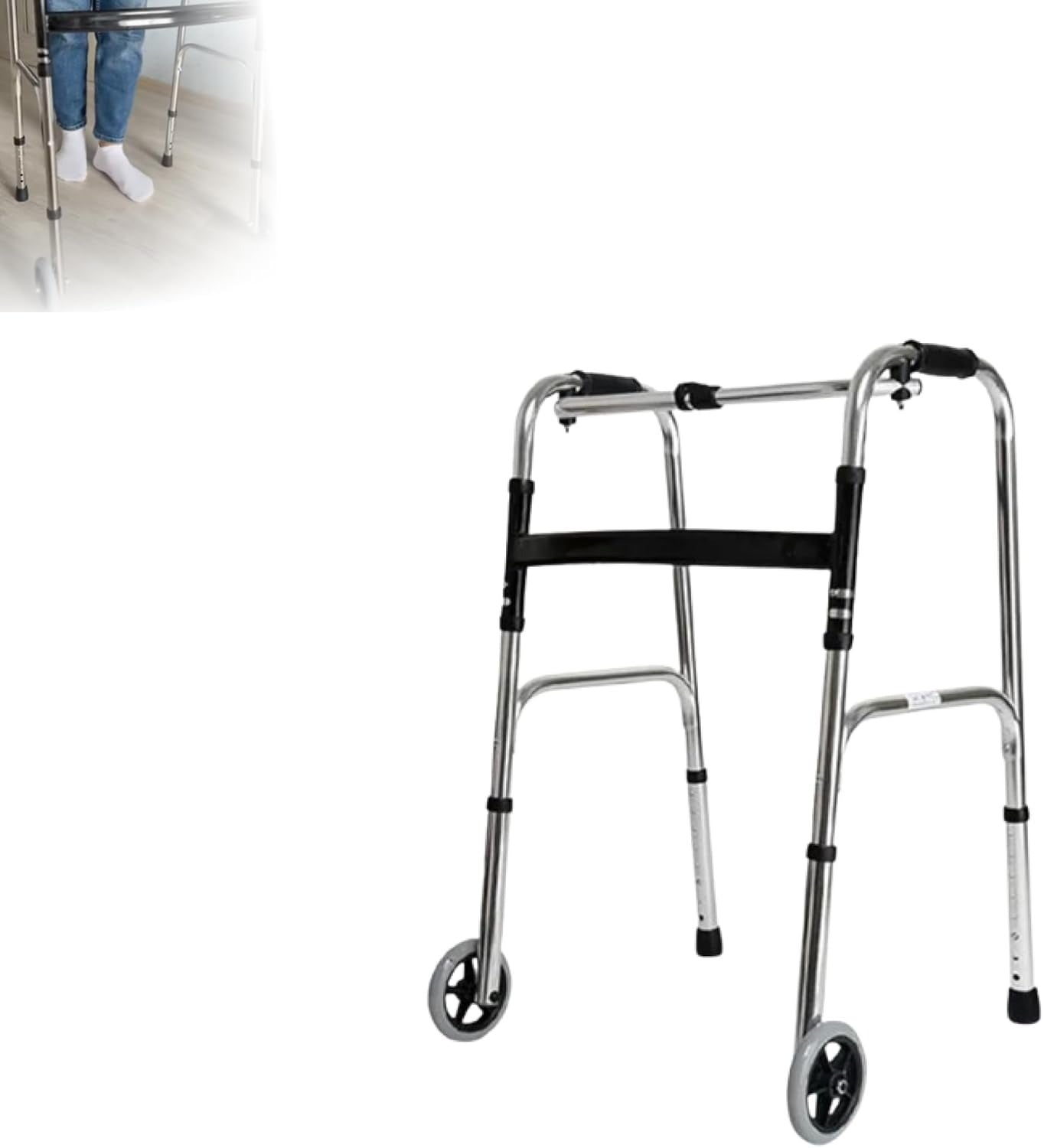 AIRM HEALTH Wohnungsrollator – Faltbar & Leicht, Schmal für Zuhause, Rollator für Senioren, All Gelände, 41 x 56 x 74 cm (8022)