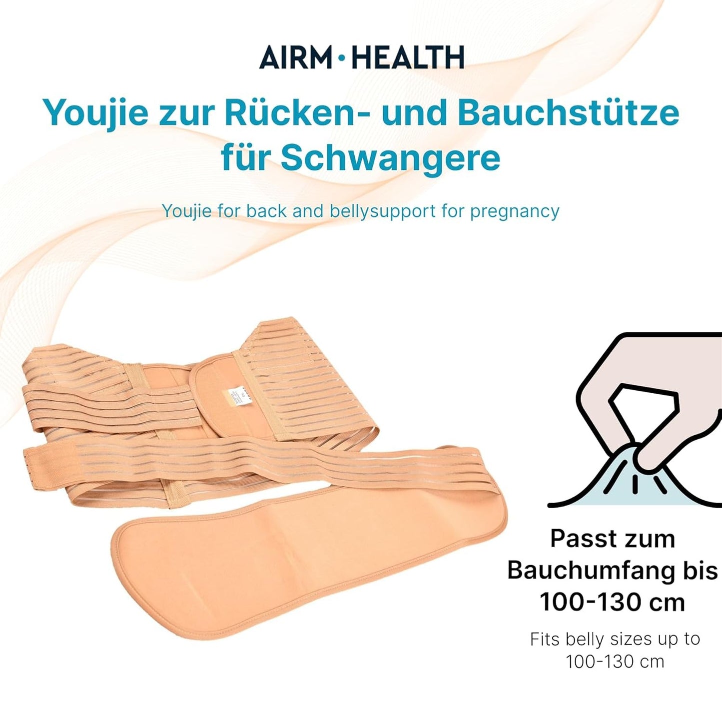 AIRM HEALTH Schwangerschaftsgürtel – Bauchstütze & Bauchband für Schwangere, Dehnbar & Atmungsaktiv, Für Rückenentlastung und Wärme (8706)