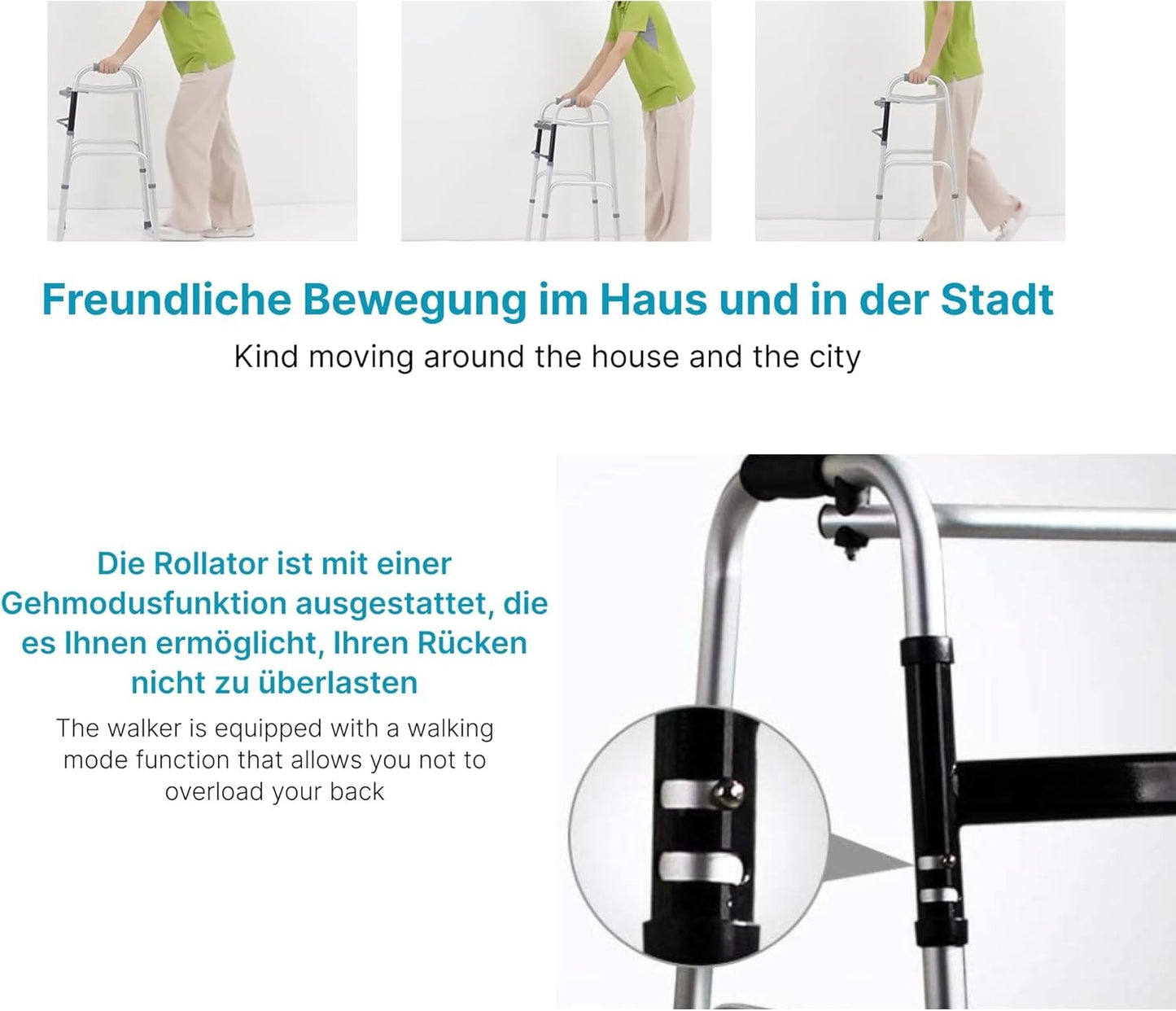 AIRM HEALTH Wohnungsrollator – Faltbar & Leicht, Schmal für Zuhause, Rollator für Senioren, All Gelände, 41 x 56 x 74 cm (8022)