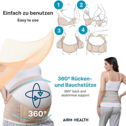AIRM HEALTH Schwangerschaftsgürtel – Bauchstütze & Bauchband für Schwangere, Dehnbar & Atmungsaktiv, Für Rückenentlastung und Wärme (8706)