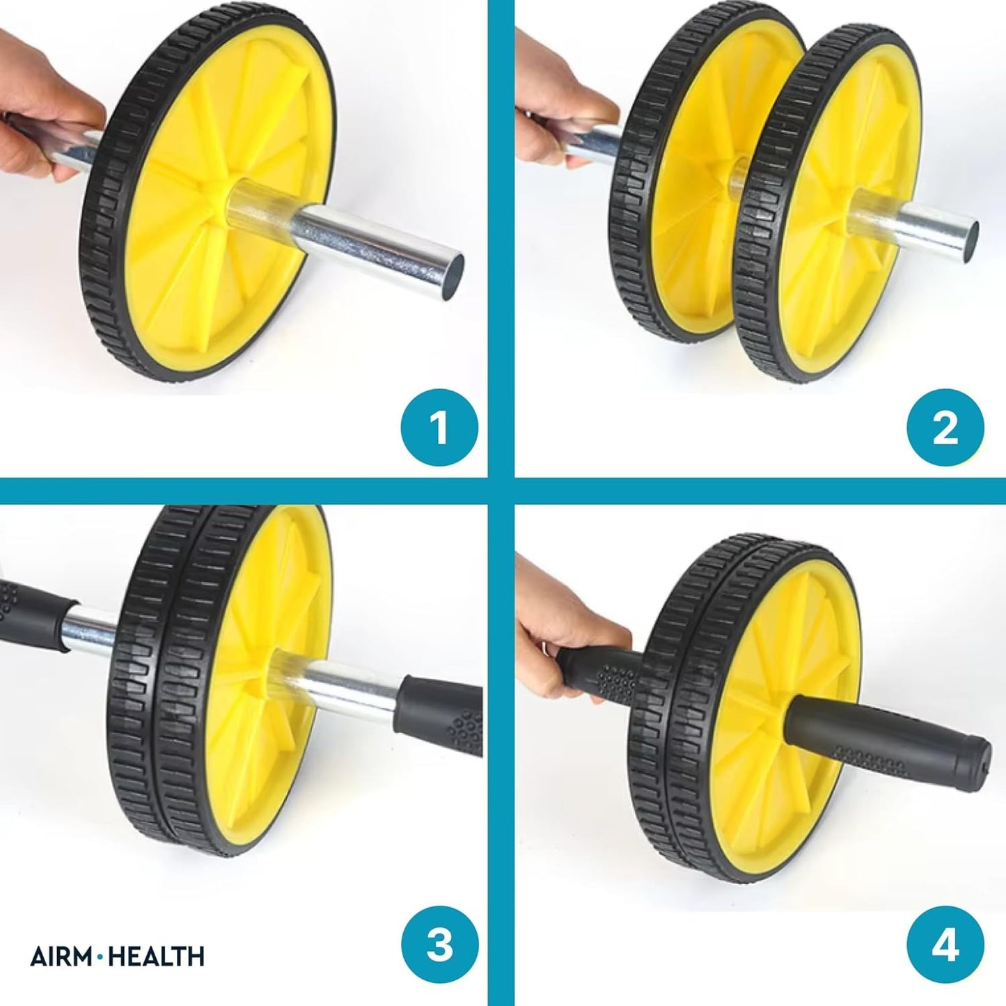 AIRM HEALTH Ab Roller mit Doppelrolle – Bauchmuskeltrainer für Reha & Heimtraining (5811)