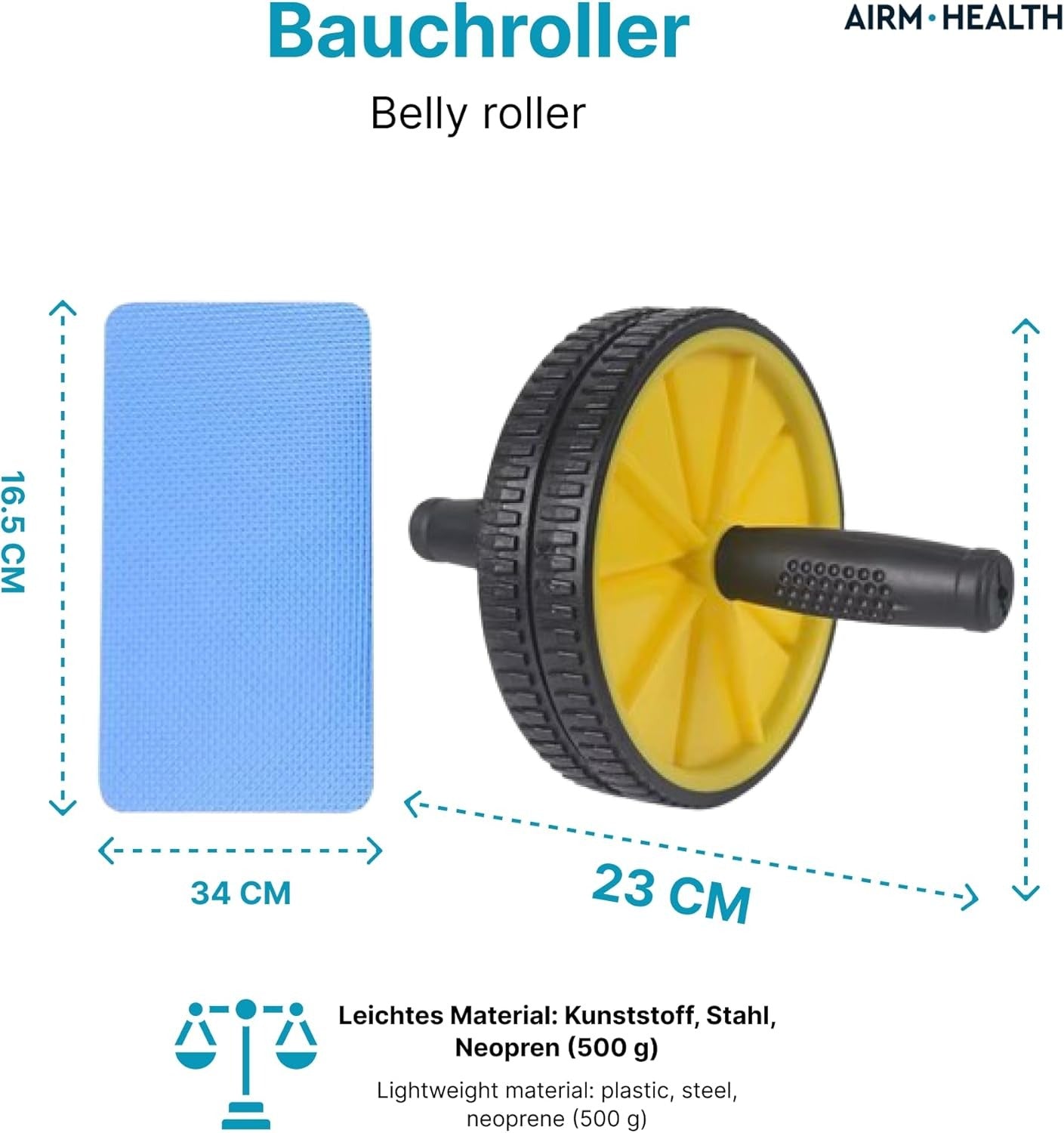 AIRM HEALTH Ab Roller mit Doppelrolle – Bauchmuskeltrainer für Reha & Heimtraining (5811)