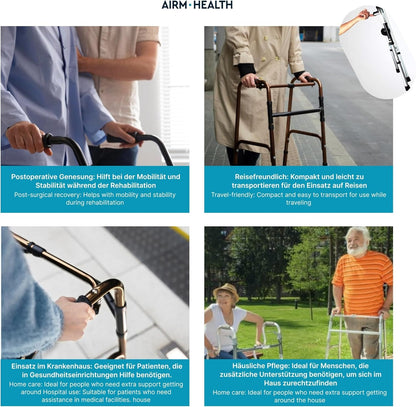 AIRM HEALTH Wohnungsrollator – Faltbar & Leicht, Schmal für Zuhause, Rollator für Senioren, All Gelände, 41 x 56 x 74 cm (8022)