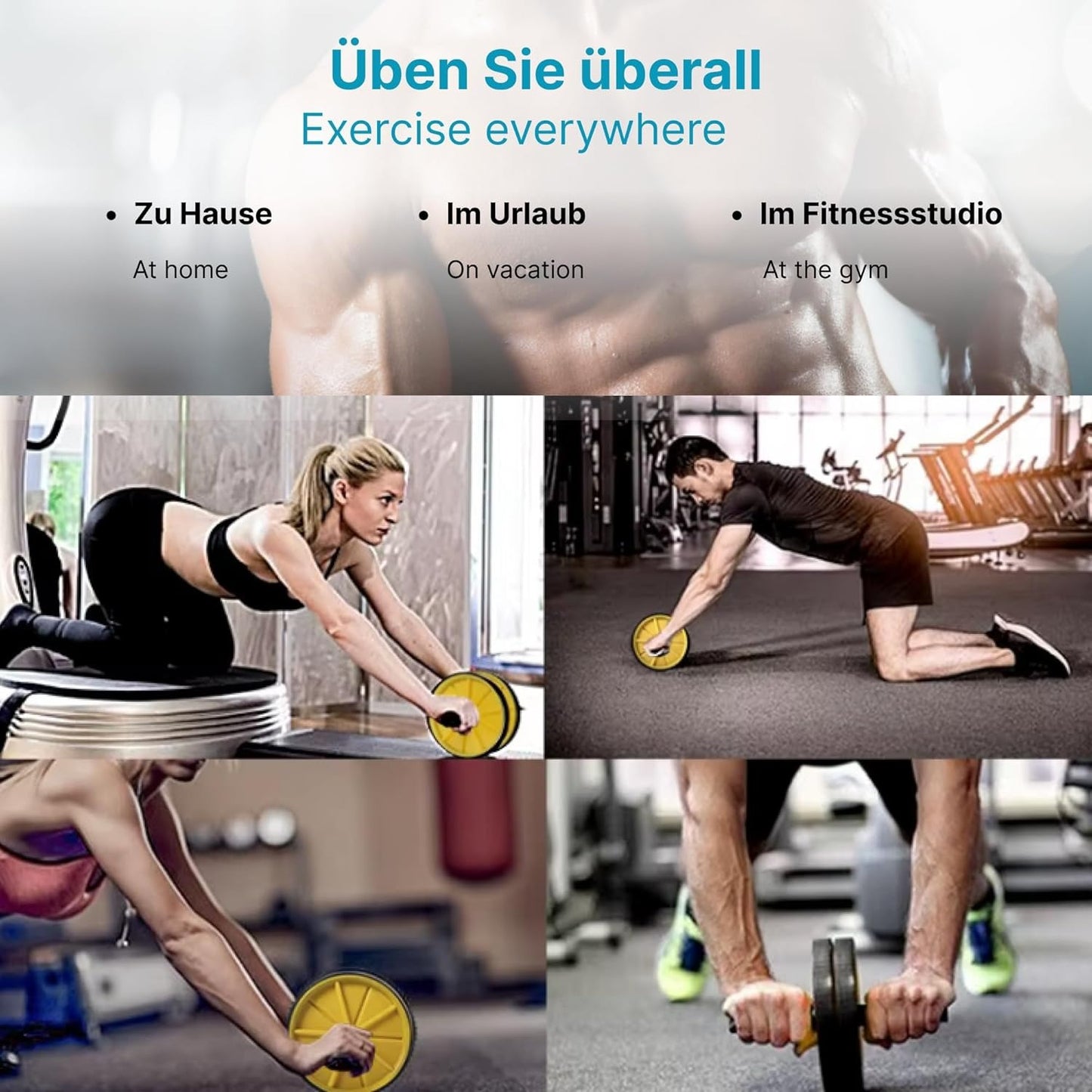AIRM HEALTH Ab Roller mit Doppelrolle – Bauchmuskeltrainer für Reha & Heimtraining (5811)